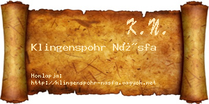 Klingenspohr Násfa névjegykártya